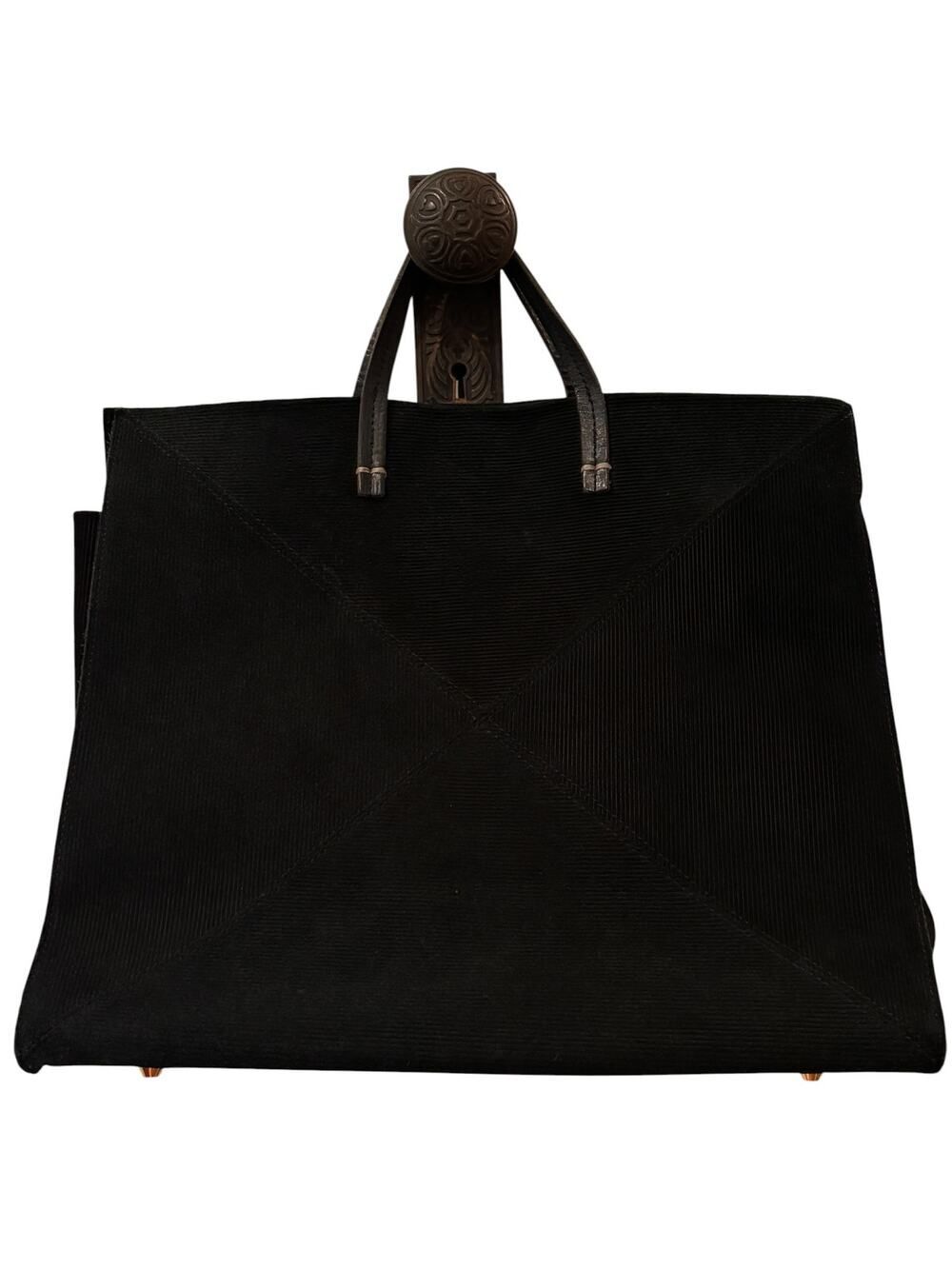 Clare V. Simple Tote Black Corduroy Leather Handles